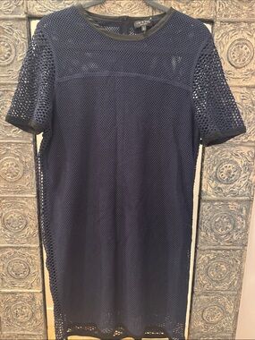Rag and Bone Navy Blue Mesh Short Sleeve Dress. Arm pit to arm pit 19 in